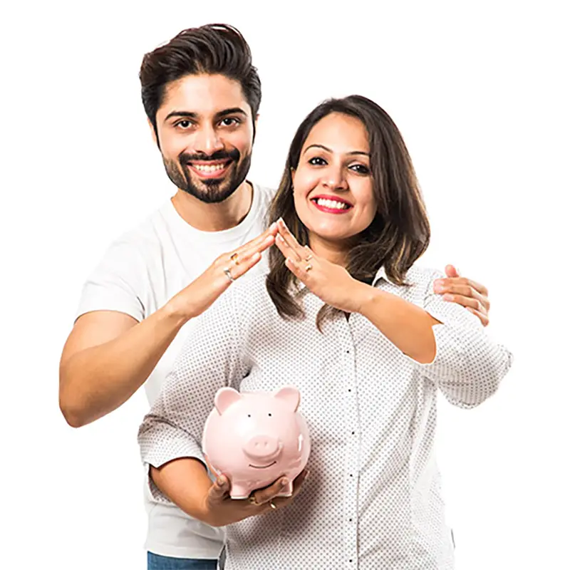 Smart Health Couple with Piggy Bank