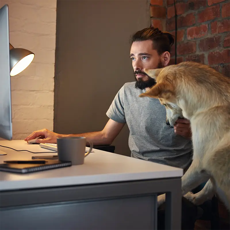 Smart Health Insurance man with dog